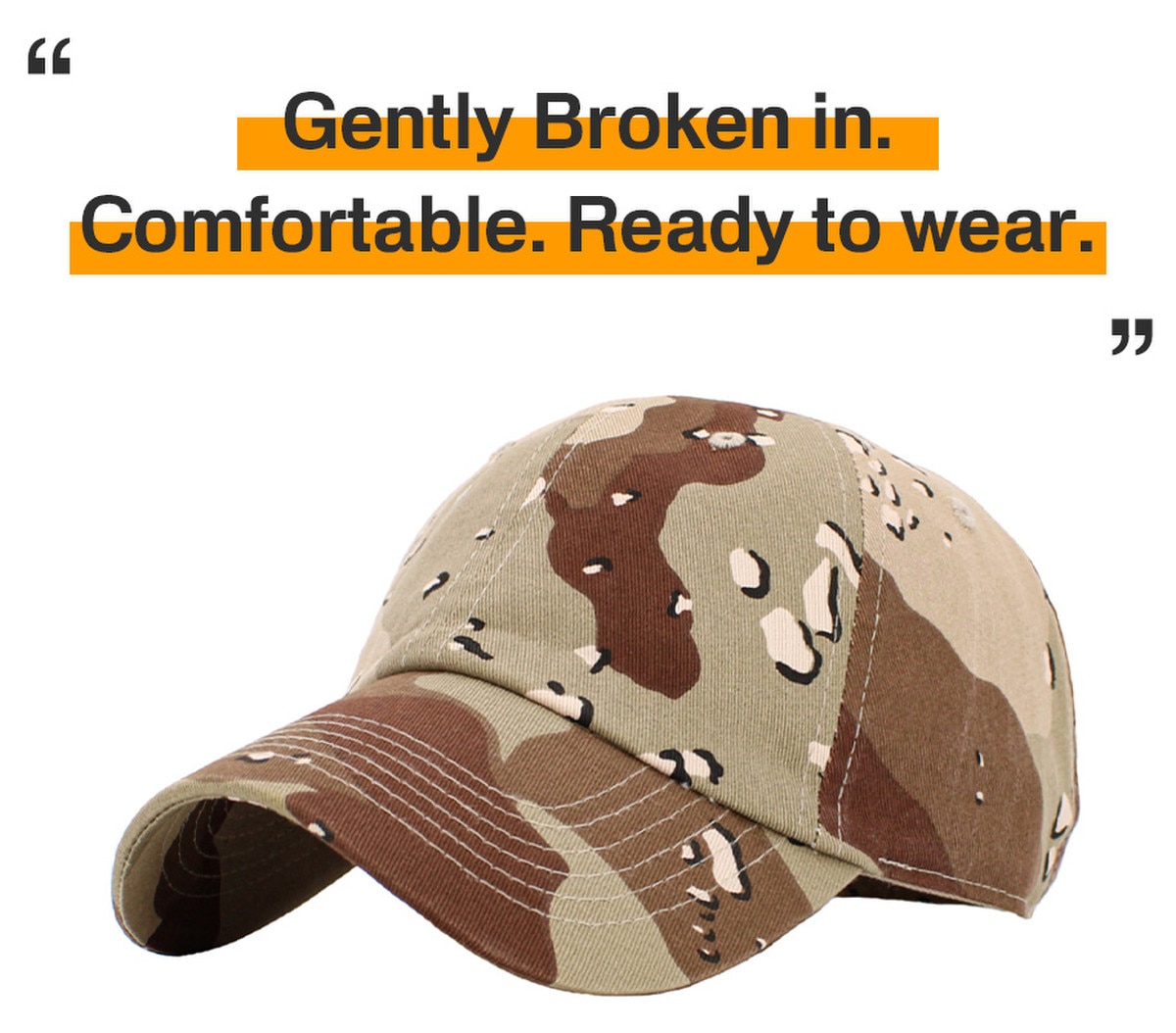 Desert Camouflage Low Profile Baseball Caps Front Side View